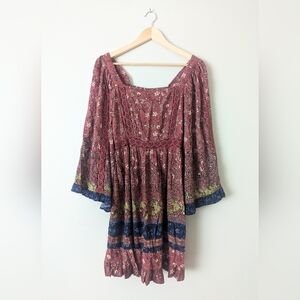 Anthropologie X Angie Floral Smocked Boho Dress